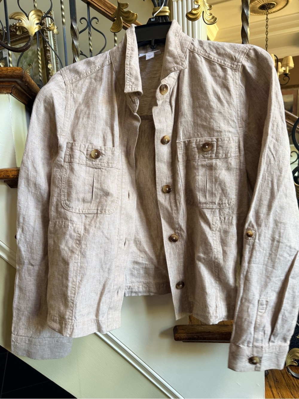 J.Jill Love Linen Button-front Jacket with pockets. Size XS EUC